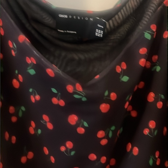 ASOS cherry sheer black and red midi dress plus size 24 fully lined indie boho - Picture 8 of 15